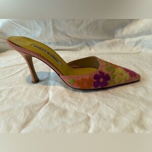 Manolo Blahnik floral suede mules size EU 36 1/2